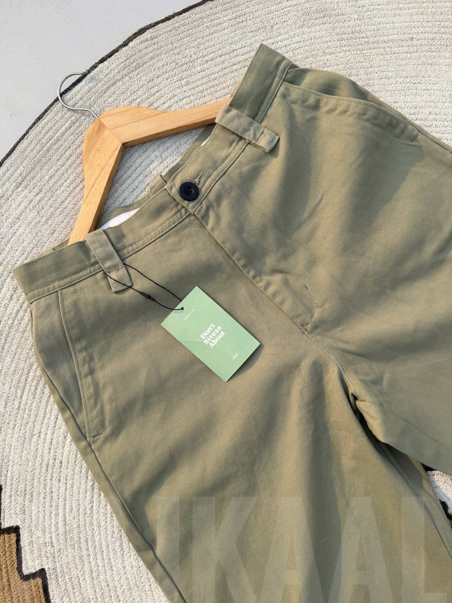 Olive Structured Baggy Gabardine Pant