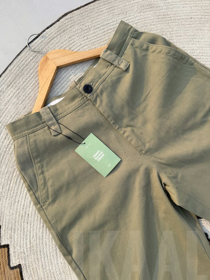 Olive Structured Baggy Gabardine Pant