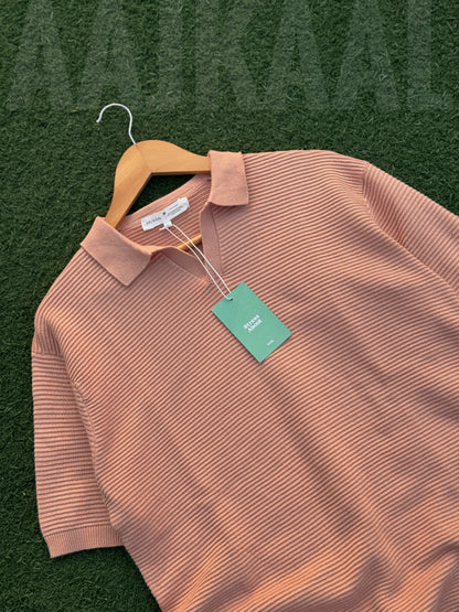Aajkaal Peach Signature Knitted Polo