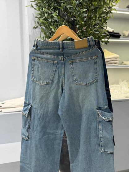 Aajkaal Skyline Wide-Leg Cargo Denim