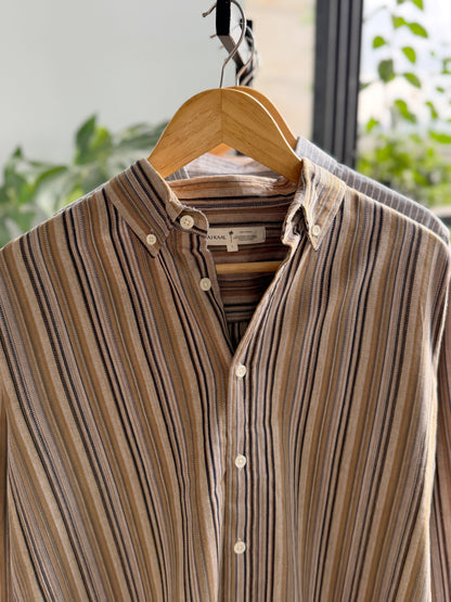 The Finesse Shirt - Mocha Brown Stripe
