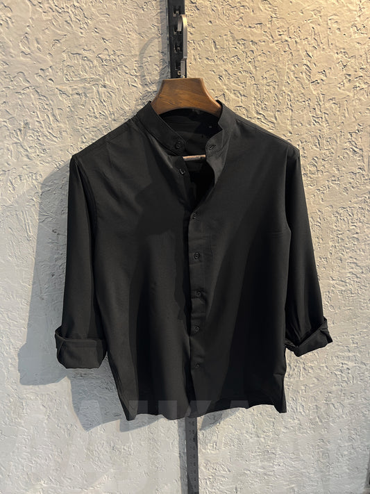 Black Band Collar Full Sleeve Shirt