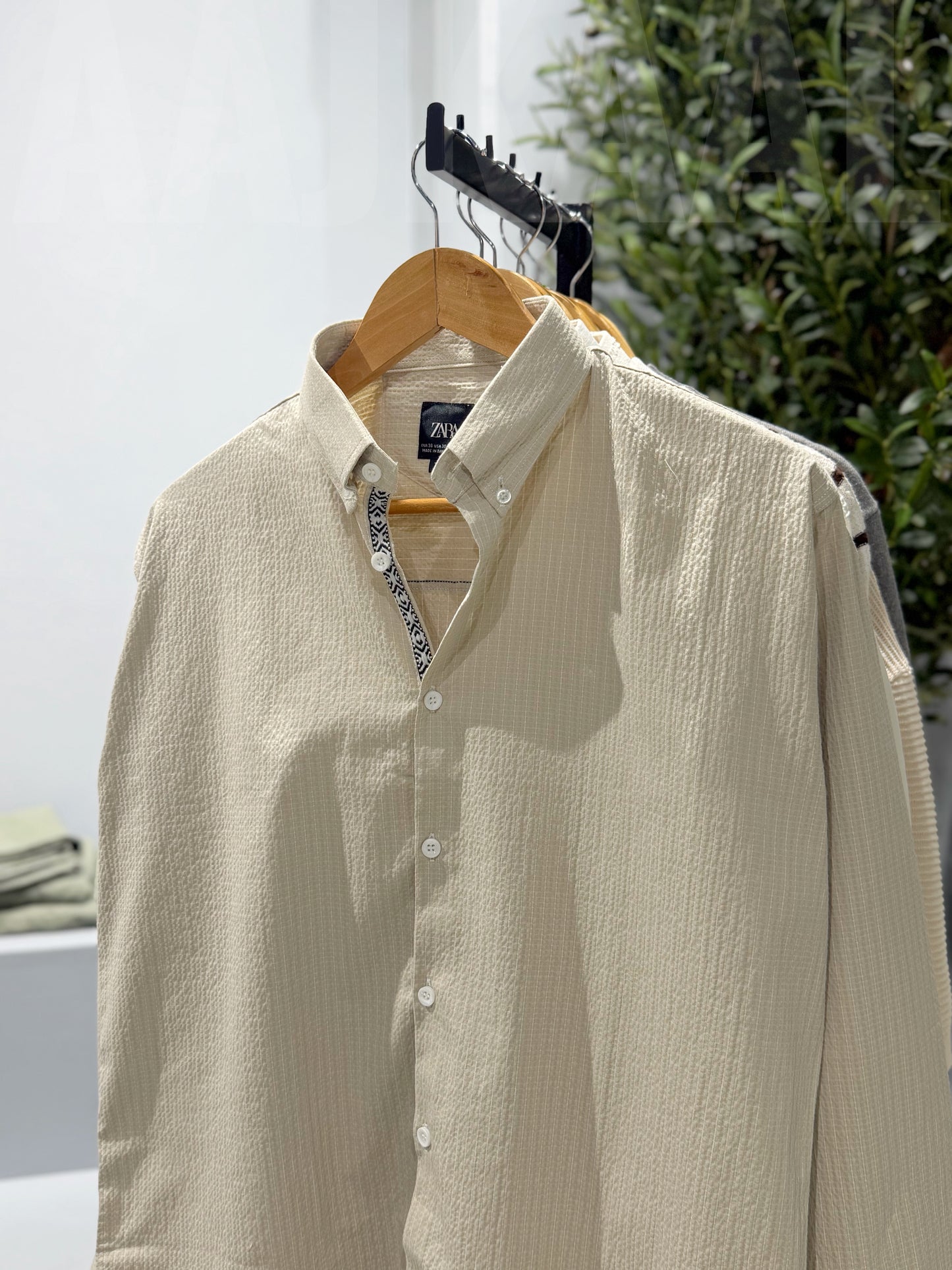 Classic Beige Collar Stripe Full Sleeve Shirt