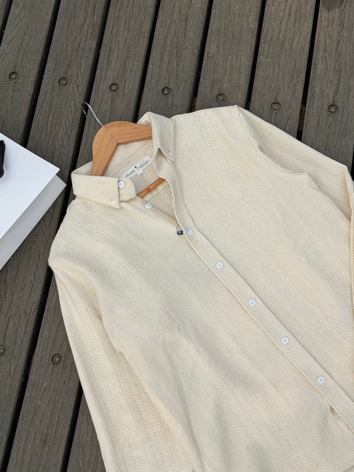 Textured Off-White Full Sleeve Shirt
