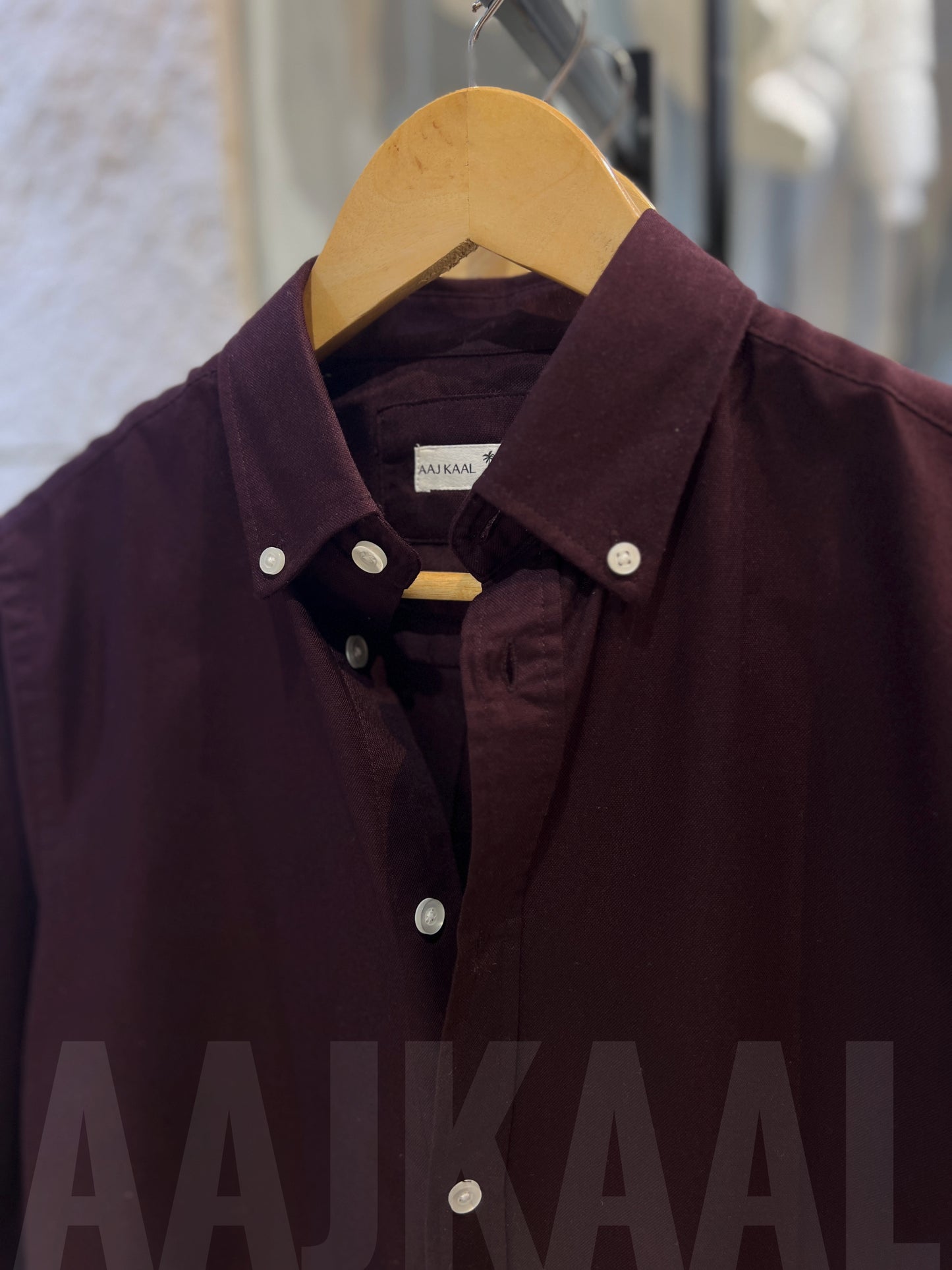 Burgundey Oxford Full Sleeve Shirt