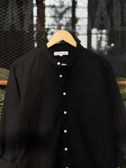 Black Band Collar Full Sleeve Shirt