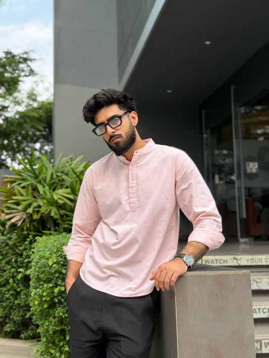 Aajkaal Blush Pink Henley Katua