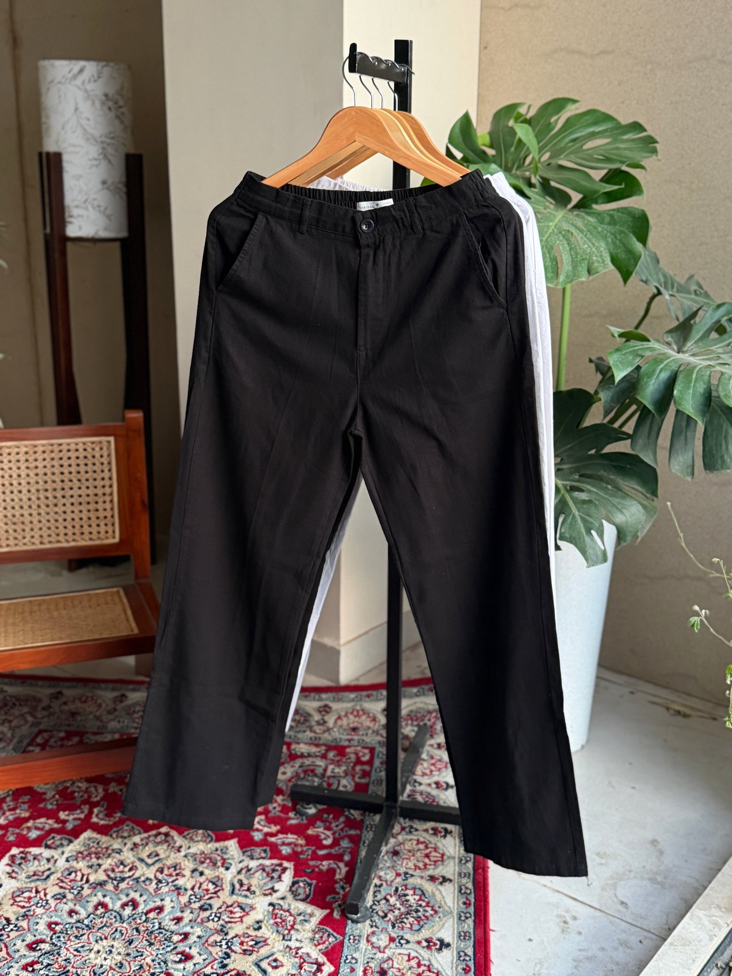 Black Linen Baggy Pant