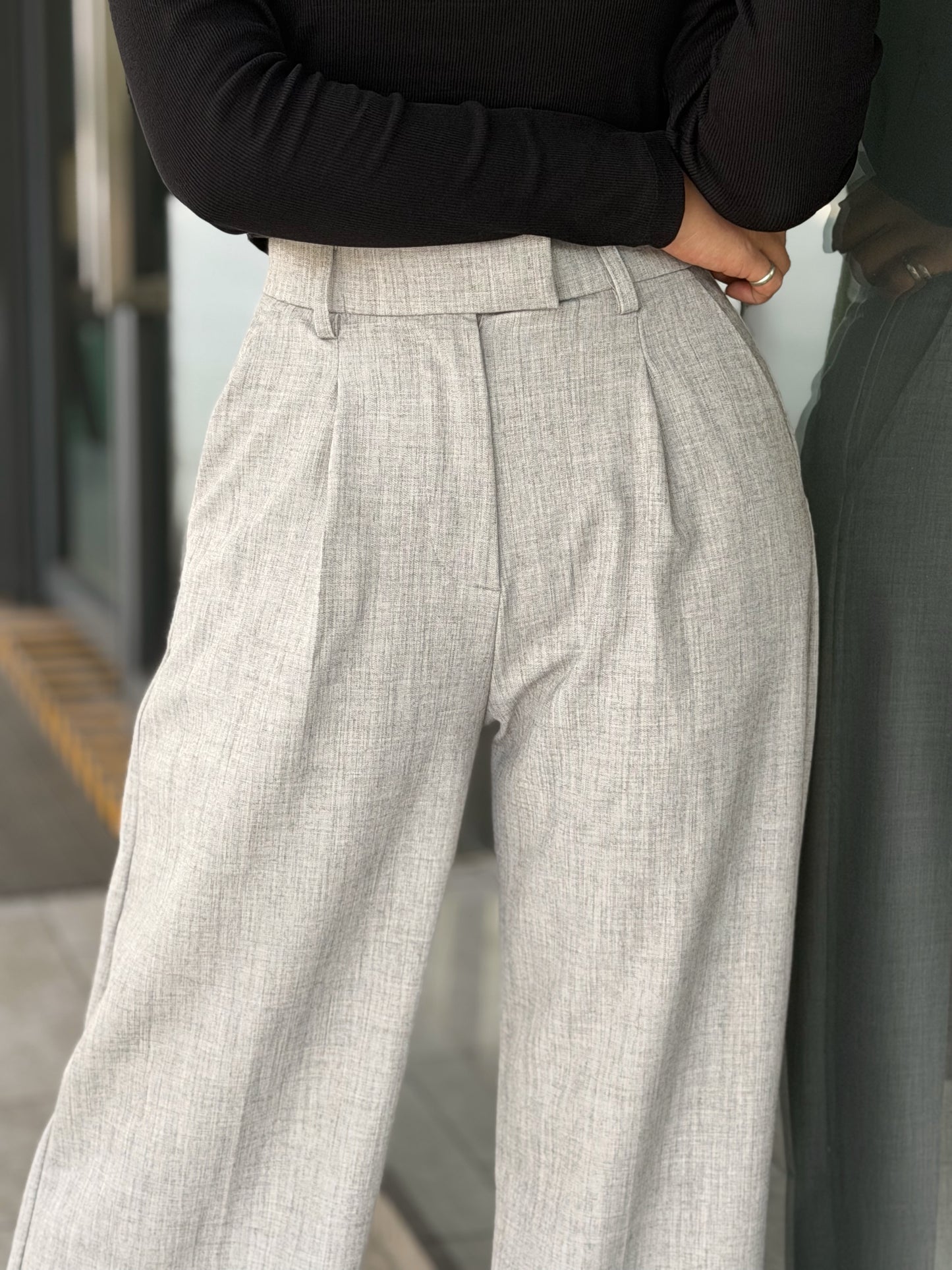 Urban Stone Grey High Waist Wide Leg Pant