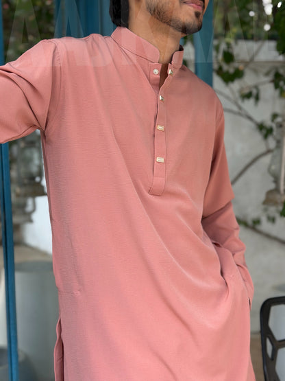 AajKaal Peach Pink Minimul Panjabi