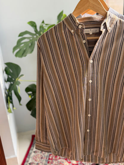 The Finesse Shirt - Mocha Brown Stripe