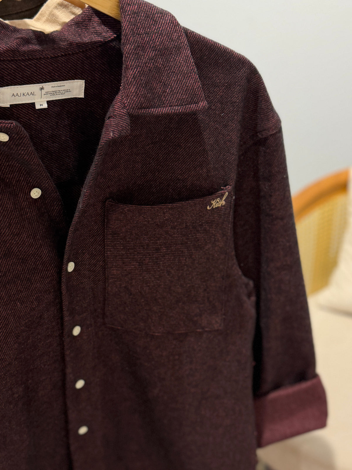 Aajkaal Flannel Shacket  - Wine Burgundy