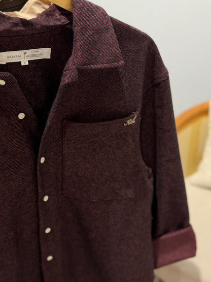 Aajkaal Flannel Shacket  - Wine Burgundy