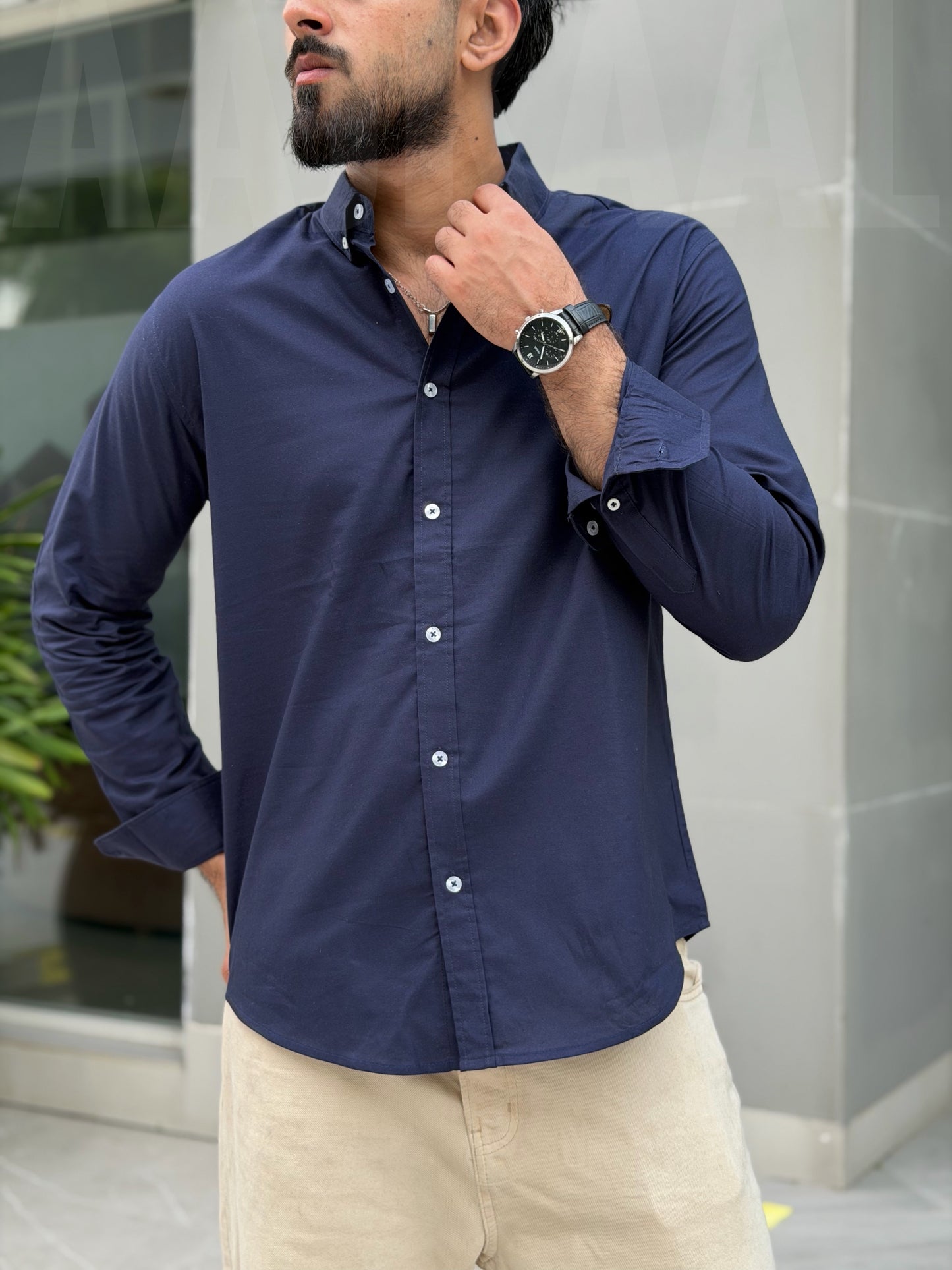 Oxford Navy Blue Full Sleeve Shirt