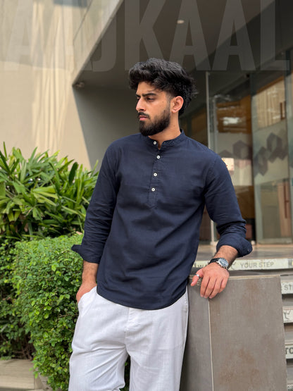 Aajkaal Navy Blue Henley Katua