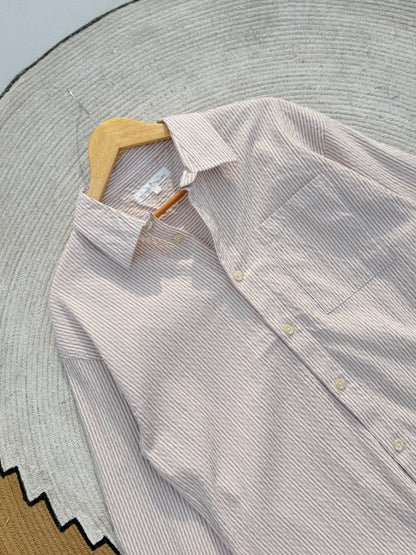Textured Blush Pink Boxy Full Sleeve Shirt
