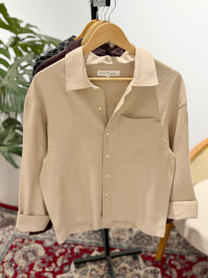 Aajkaal Flannel Shacket  - Natural Beige