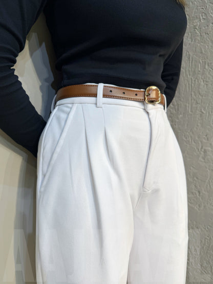 White Loose Fitted Wide Leg Pant