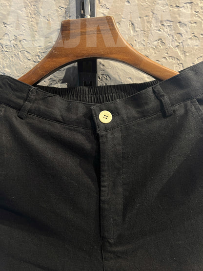 Black Linen Baggy Pant