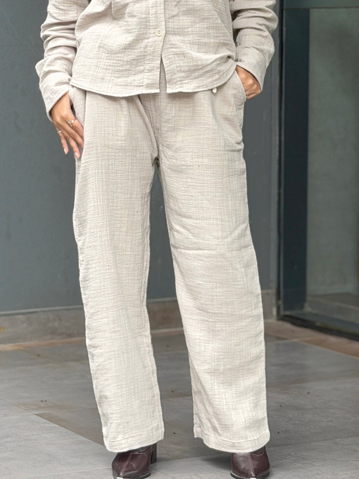 Double Gauze Baggy Pant - Beige