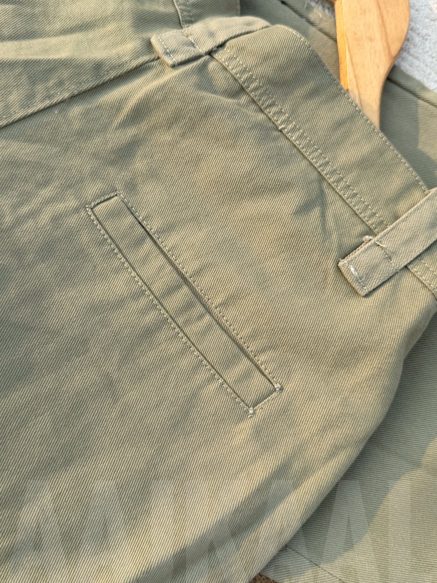 Olive Structured Baggy Gabardine Pant