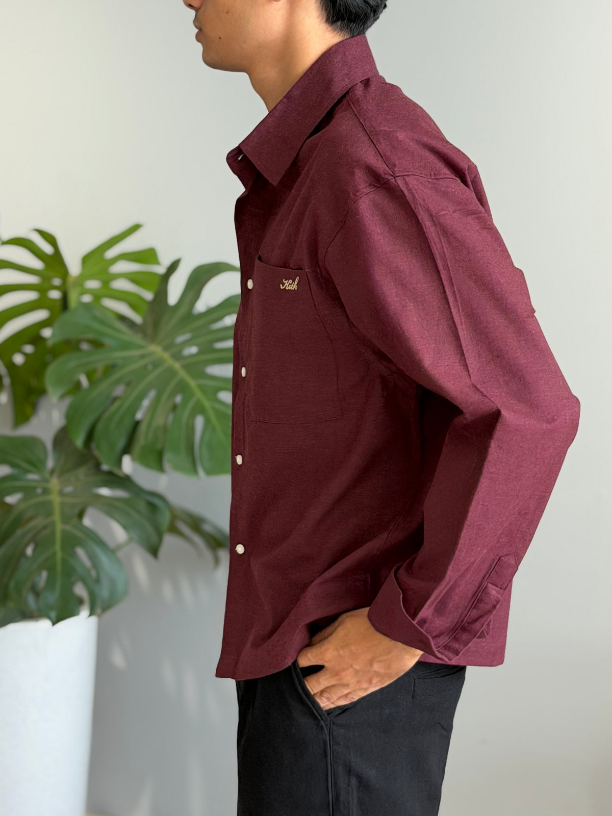 Aajkaal Flannel Shacket  - Dark Maroon