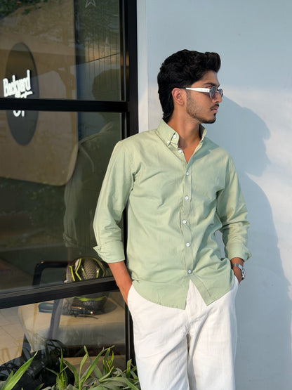 Oxford Mint Olive Full Sleeve Shirt