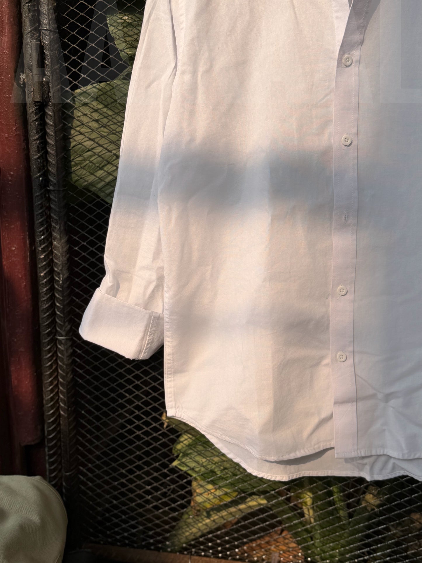 White Band Collar Full Sleeve Shirt