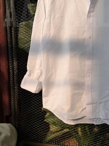 White Band Collar Full Sleeve Shirt