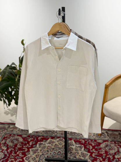 The Drape Shirt  -  White Stripe