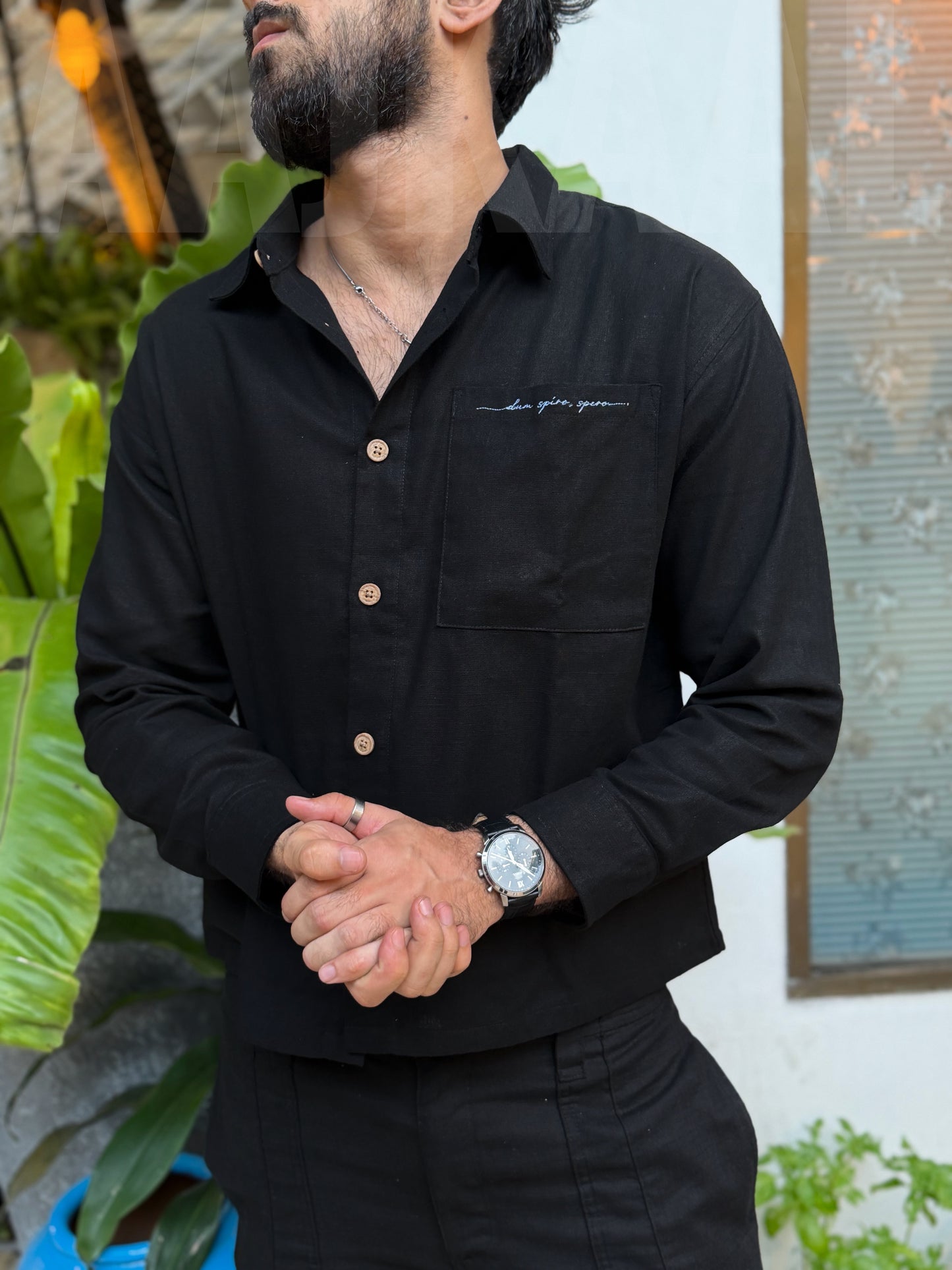Aajkaal Black Embroidery Boxy Shirt
