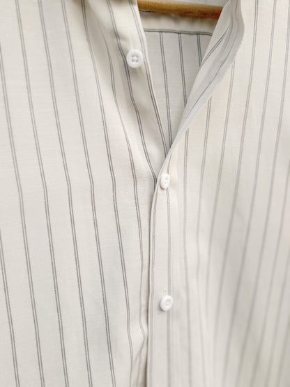 Fancy White Double Line Full Sleeve Shirt