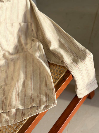 Textured Terracotta Stripe Stripe Boxy Full Sleeve Shirt