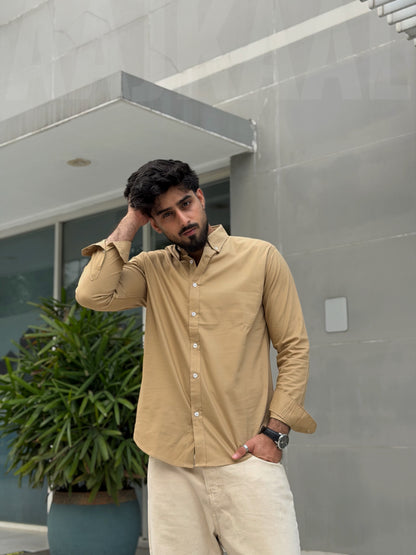 Oxford Dark Beige Full Sleeve Shirt