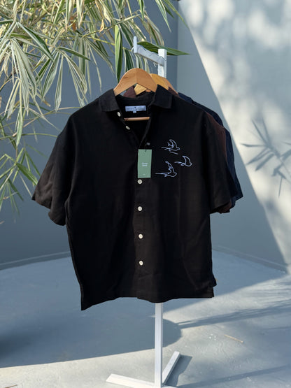 Aajkaal Baggy Half Sleeve Shirt - Black