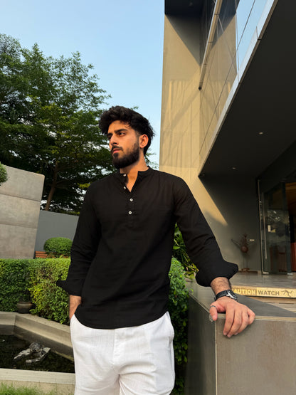 Aajkaal Black Henley Katua