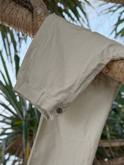 ‪Sand Beige‬ Linen Baggy Pant