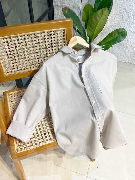 Linen Dusty Grey Full Sleeve Shirt