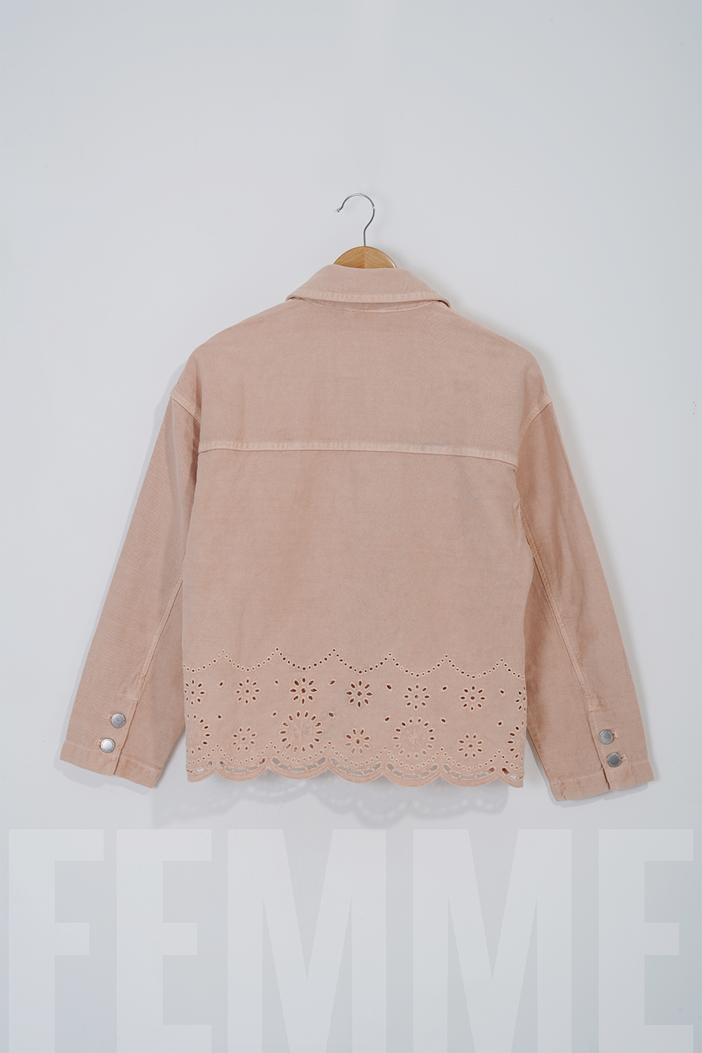 Femme Pink Denim Embroidered Shacket.