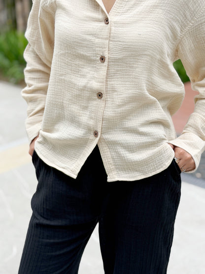 Double Gauze Oversized Shirt - Cream