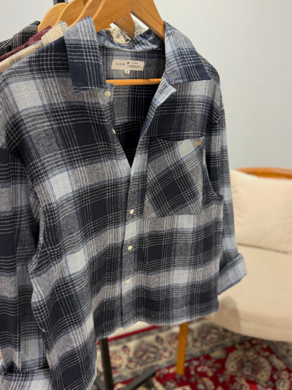 Aajkaal Flannel Shacket  - Vintage Navy Plaid