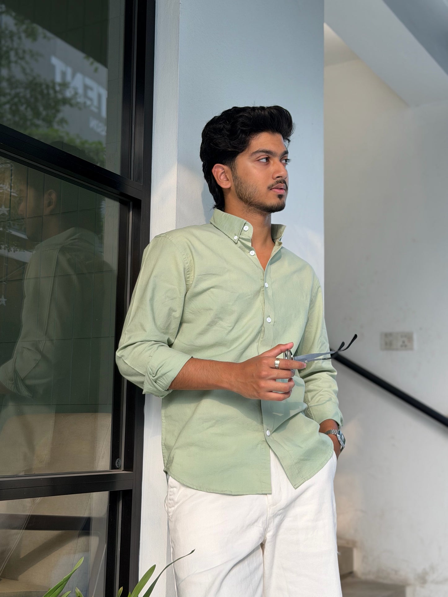 Oxford Mint Olive Full Sleeve Shirt