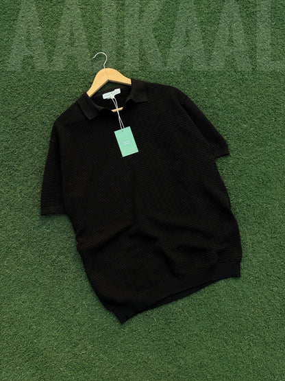 Aajkaal Black Signature Knitted Polo