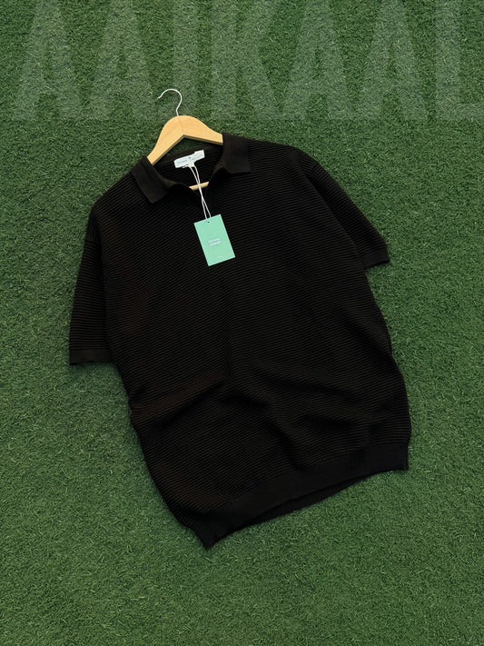Aajkaal Black Signature Knitted Polo