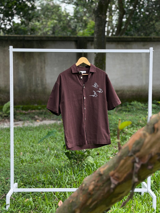 Aajkaal Dropshoulder Half Sleeve Shirt - Coffee
