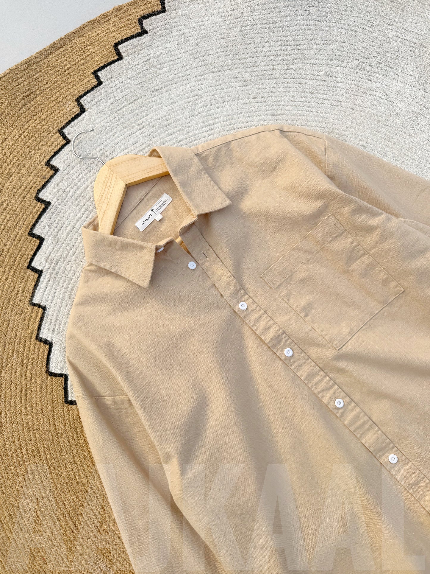 Linen Beige Full Sleeve Shirt