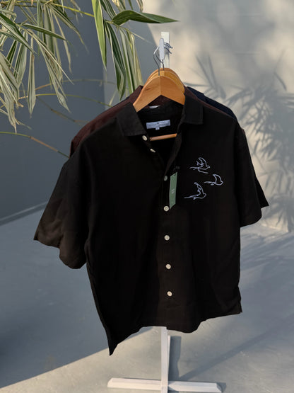 Aajkaal Baggy Half Sleeve Shirt - Black