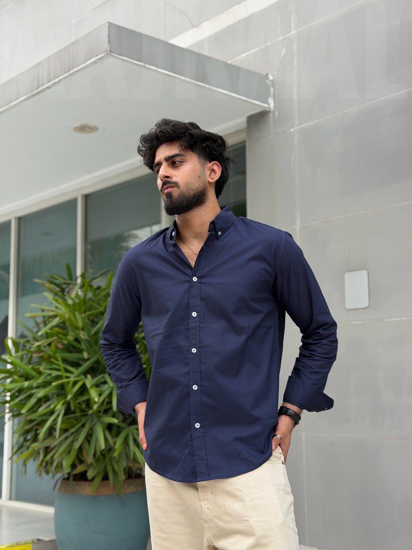 Oxford Navy Blue Full Sleeve Shirt