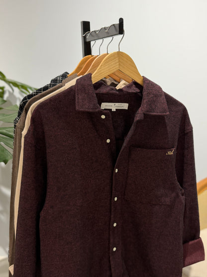Aajkaal Flannel Shacket  - Wine Burgundy