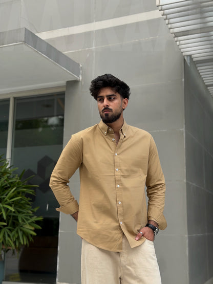 Oxford Dark Beige Full Sleeve Shirt